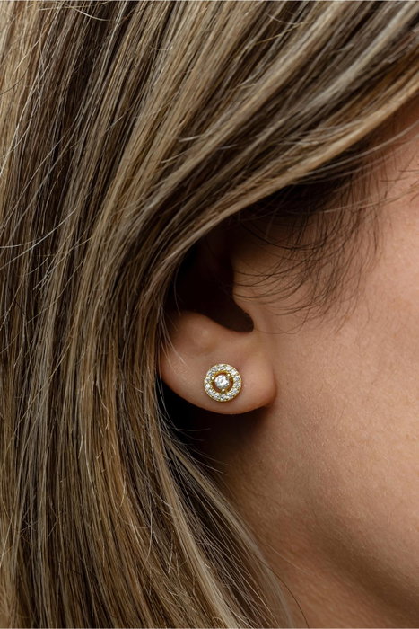 Heliophilia Silver Pendientes de Plata de Ley 925 con Baño de Oro y Circón